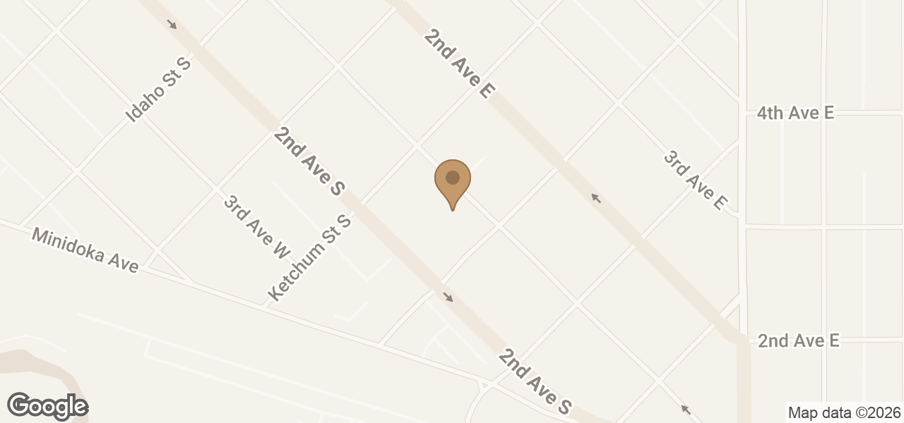 Map showing Magic Valley Veterinary Hospital at 542 Main Ave. S