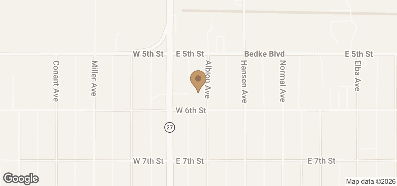 Map showing WICKEL TIRE PROS at 539 Overland Ave